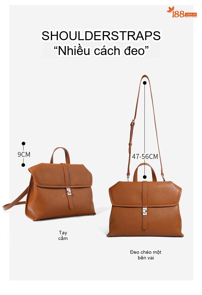 Túi Đeo Chéo Nữ Da Bò Thiết Kế Thanh Lịch Màu Nâu chi tiết 7