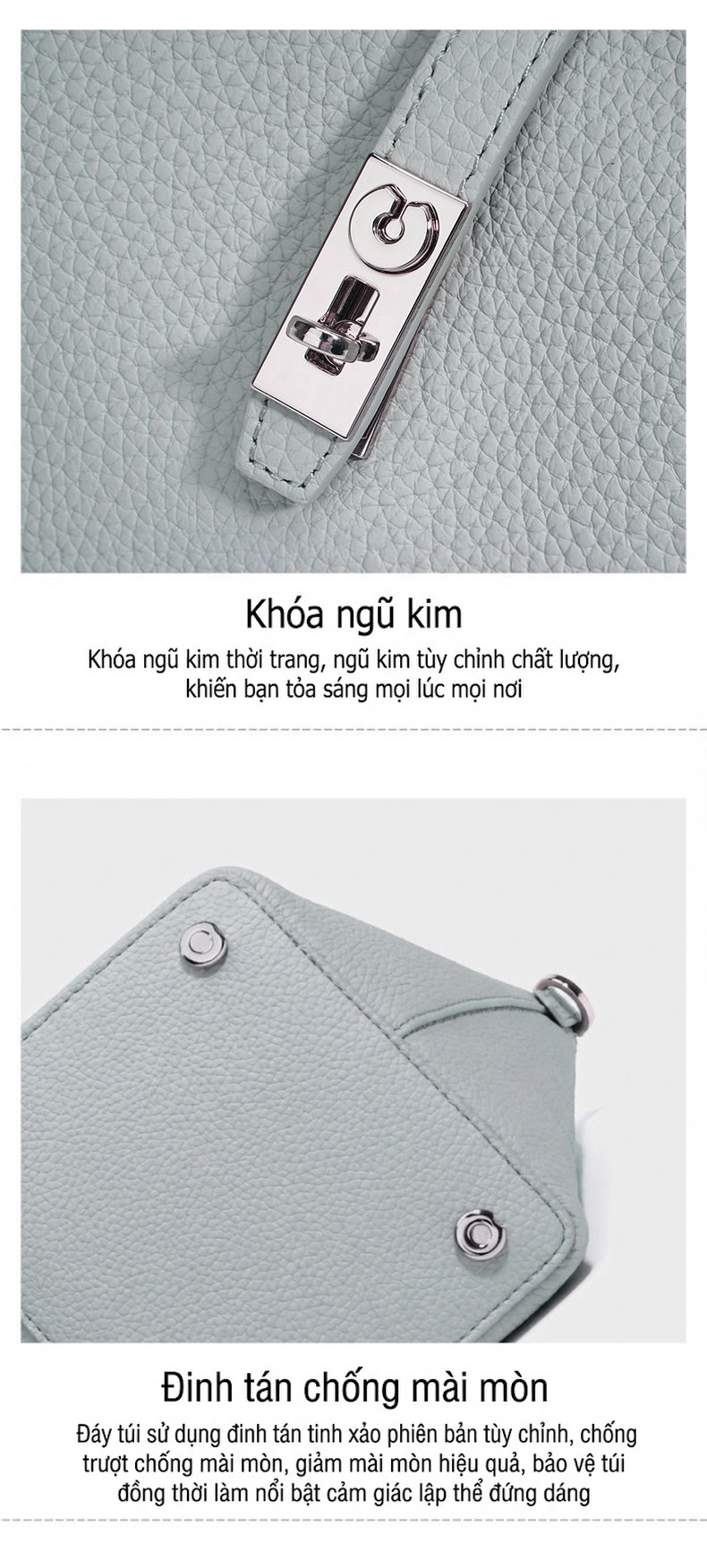 Túi Đeo Chéo Nữ Da Bò Thiết Kế Tối Giản Màu Xám, Đen, Hồng, Vàng chi tiết 12
