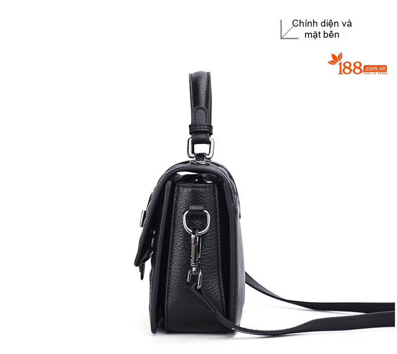Túi Đeo Chéo Nữ Da Bò Thời Trang Cao Cấp Màu Đen chi tiết 14