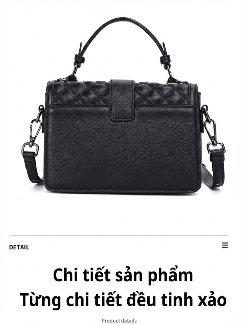 Túi Đeo Chéo Nữ Da Bò Thời Trang Cao Cấp Màu Đen chi tiết 17