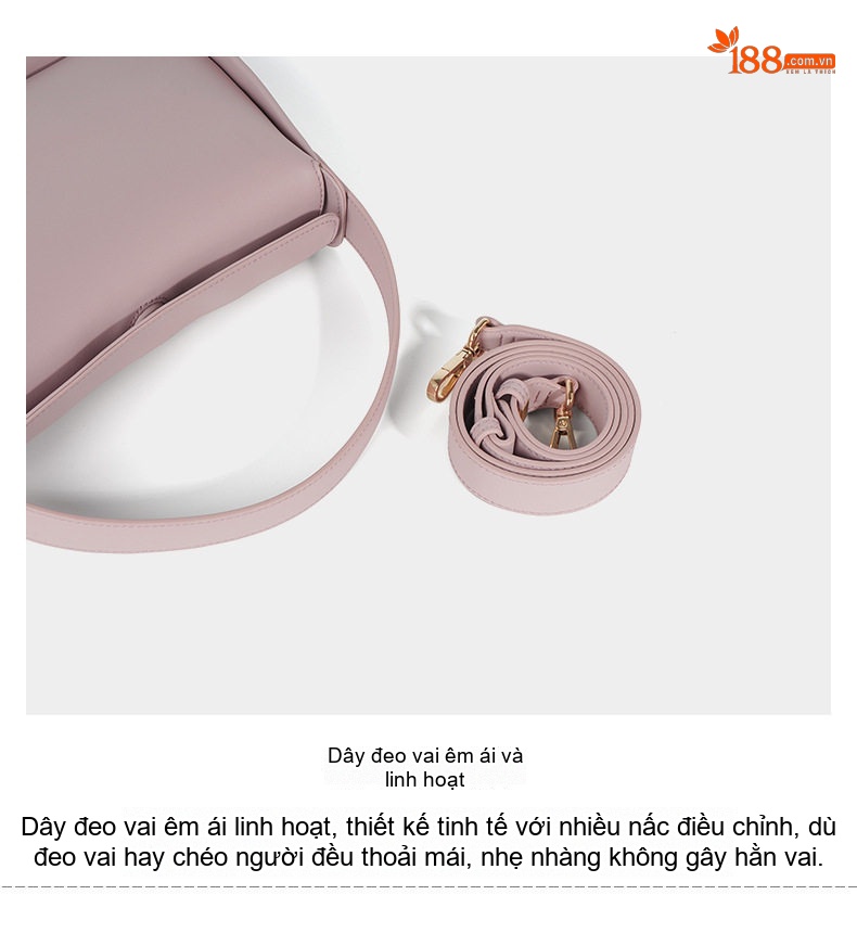 Túi Đeo Chéo Nữ Da Bò Thời Trang Công Sở, Túi Xách Tay Mini Màu Tím, Be, Xanh chi tiết 6