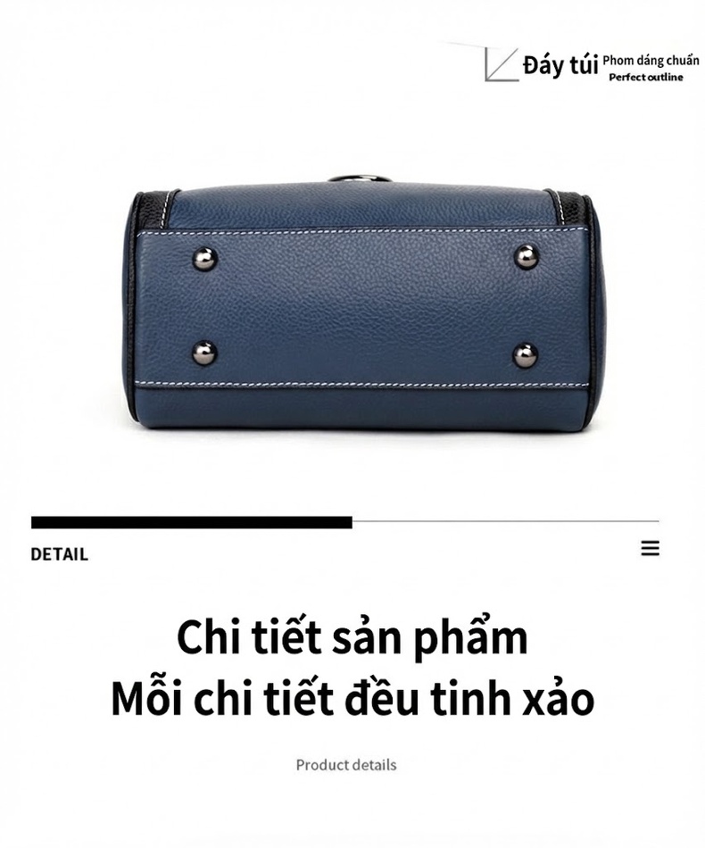 Túi Đeo Chéo Nữ Da Bò Thời Trang Màu Xanh Dương, Đen chi tiết 15