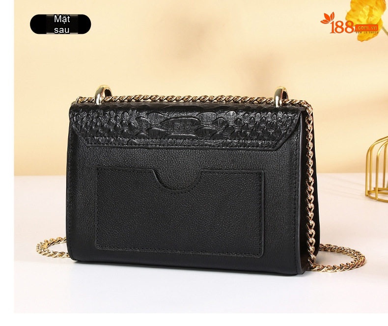 Túi Đeo Chéo Nữ Da Bò Thời Trang Mini Dây Xích Màu Đen chi tiết 16