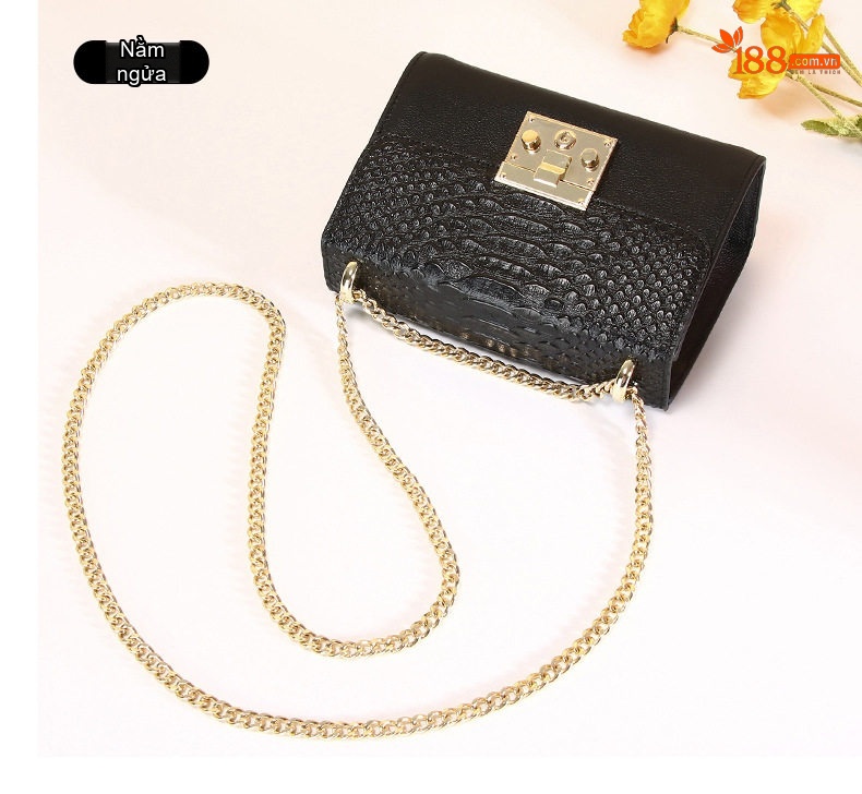 Túi Đeo Chéo Nữ Da Bò Thời Trang Mini Dây Xích Màu Đen chi tiết 17