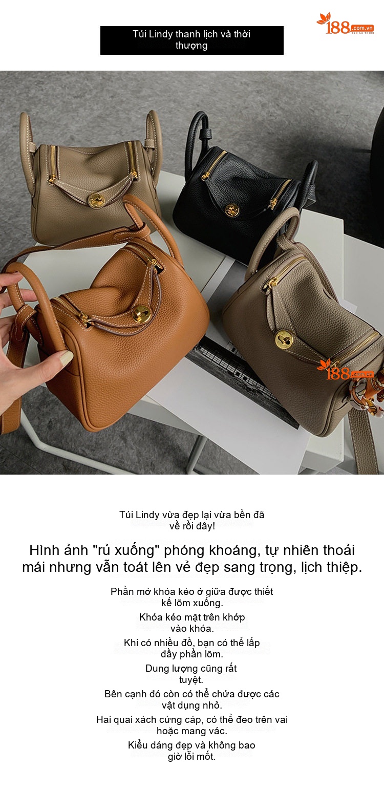 Túi Đeo Chéo Nữ Da Bò Togo Dáng Túi Bác Sĩ Màu Nâu, Đen chi tiết 2