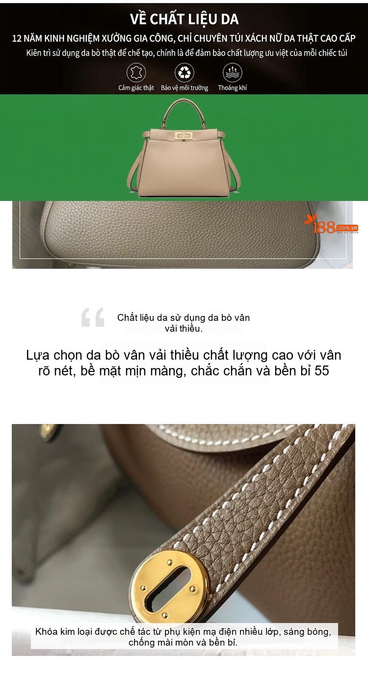 Túi Đeo Chéo Nữ Da Bò Togo Dáng Túi Bác Sĩ Màu Nâu, Đen chi tiết 7