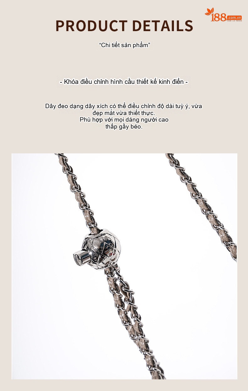 Túi Đeo Chéo Nữ Da Bò Vân Đám Mây Dây Xích Cao Cấp Màu Đen, Be, Xanh chi tiết 16