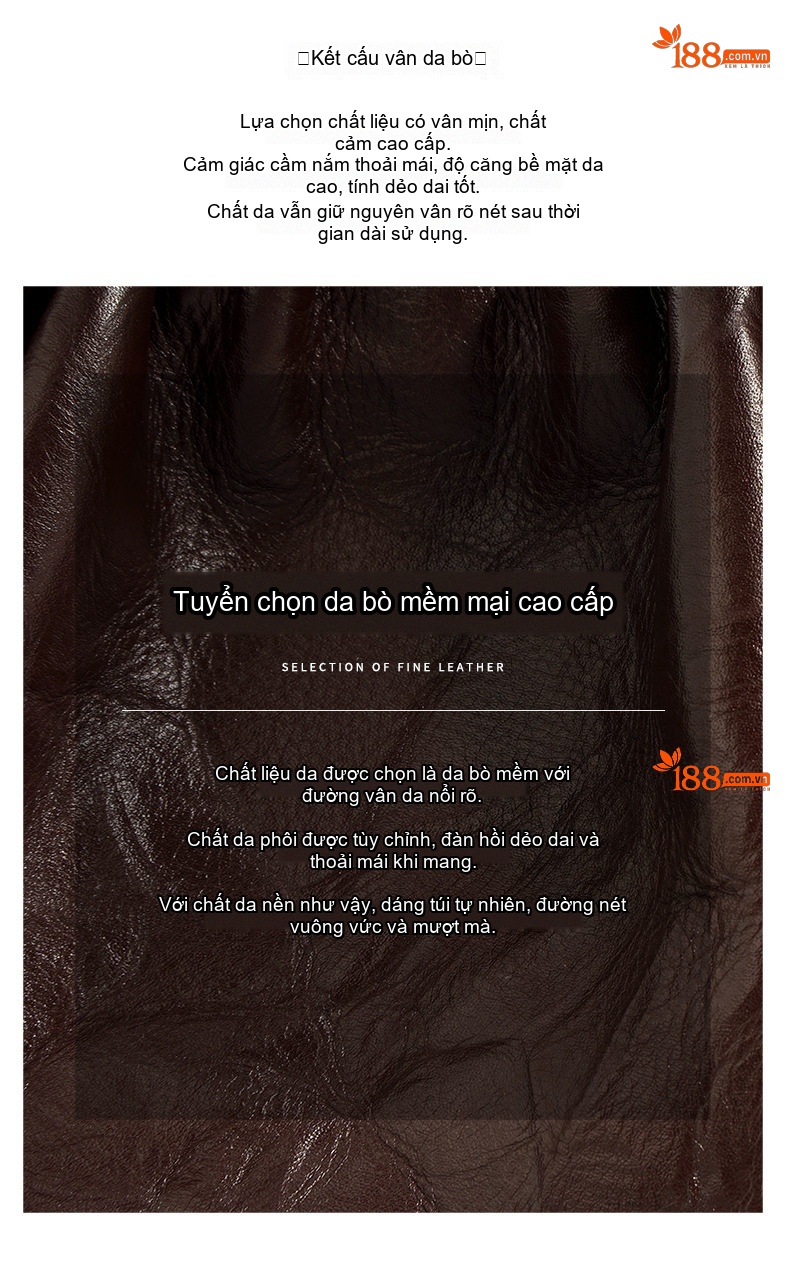 Túi Đeo Chéo Nữ Da Bò Vân Nhăn Thiết Kế Nhỏ Gọn Khóa Gài Dây Xích Màu Nâu chi tiết 6