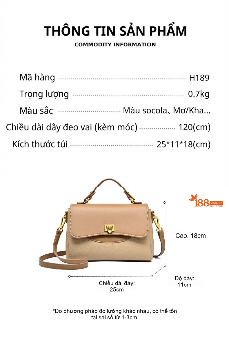 Túi Đeo Chéo Nữ Da Bóng Cỡ Lớn Quai Xách Tay Phong Cách Trung Niên Màu Đen, Nâu chi tiết 1