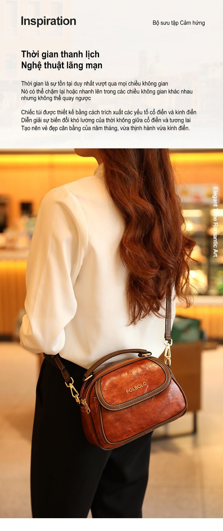 Túi Đeo Chéo Nữ Da Bóng Dáng Tròn Quai Xách Tay Thời Trang chi tiết 3