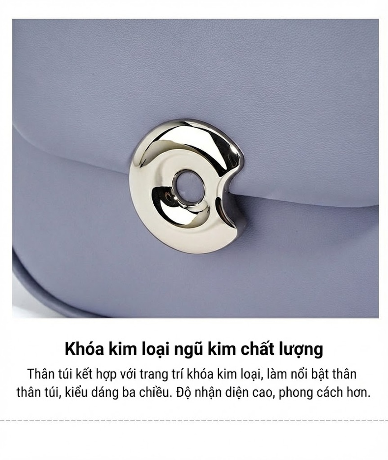 Túi Đeo Chéo Nữ Da Bóng Dáng Yên Ngựa Phong Cách Hàn Quốc Màu Tím, Trắng, Đỏ, Hồng... chi tiết 14