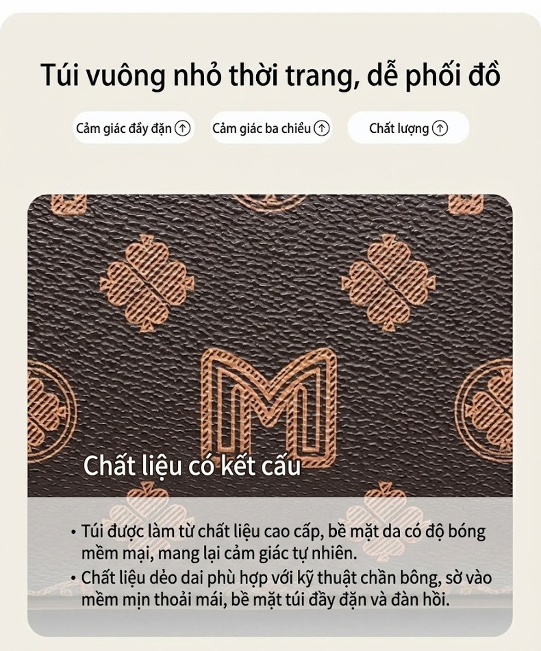 Túi Đeo Chéo Nữ Da Bóng Kiểu Dáng Nhỏ Nhắn Màu Nâu chi tiết 2