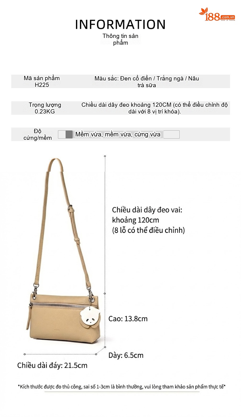 Túi Đeo Chéo Nữ Da Bóng Mini Cao Cấp Túi Đeo Vai Nữ Túi Đựng Điện Thoại Màu Kem, Trắng, Đen chi tiết 2