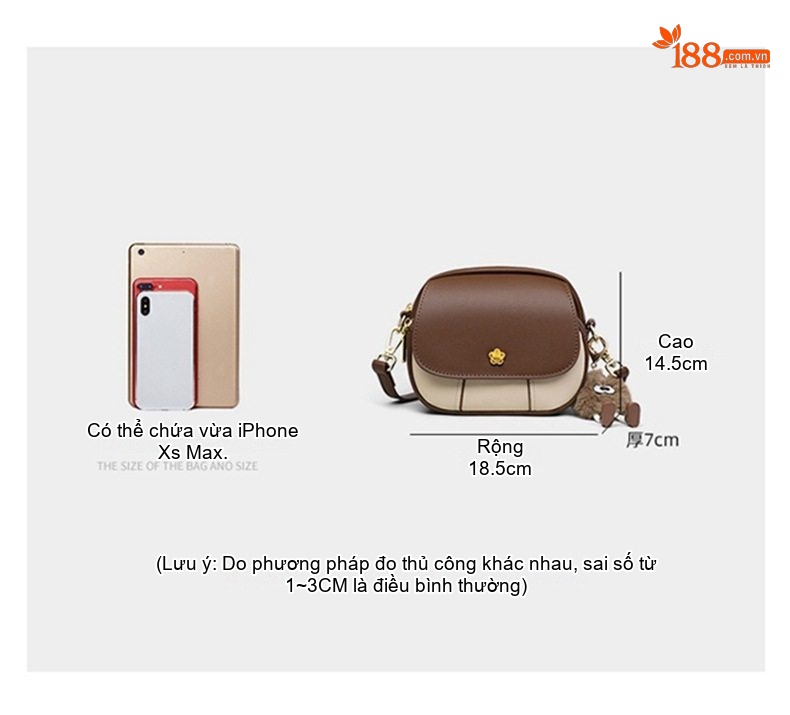 Túi Đeo Chéo Nữ Da Bóng Mini Dáng Tròn Phối Màu Thời Trang chi tiết 6