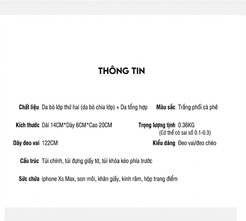 Túi Đeo Chéo Nữ Da Bóng Mini Phong Cách Hàn Quốc Màu Nâu, Kem chi tiết 22