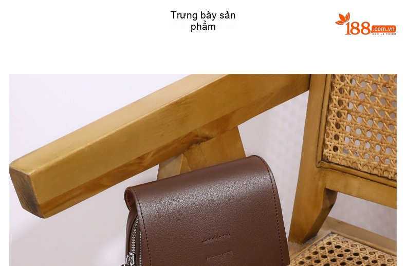 Túi Đeo Chéo Nữ Da Bóng Mini Phong Cách Hàn Quốc Màu Nâu, Kem chi tiết 24
