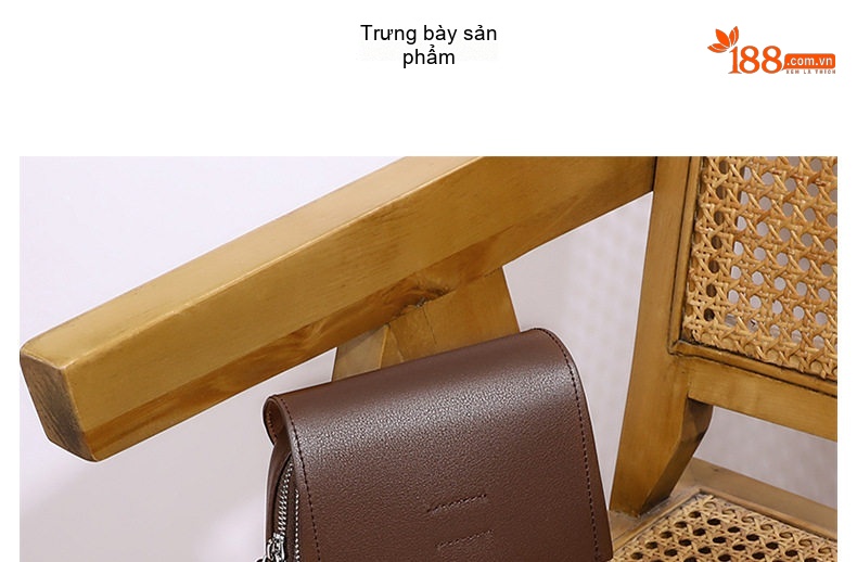Túi Đeo Chéo Nữ Da Bóng Mini Phong Cách Hàn Quốc Màu Nâu, Kem chi tiết 30