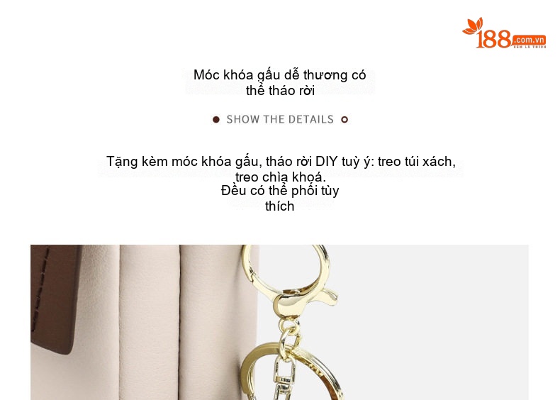 Túi Đeo Chéo Nữ Da Bóng Mini Phong Cách Hàn Quốc Màu Nâu, Kem chi tiết 11