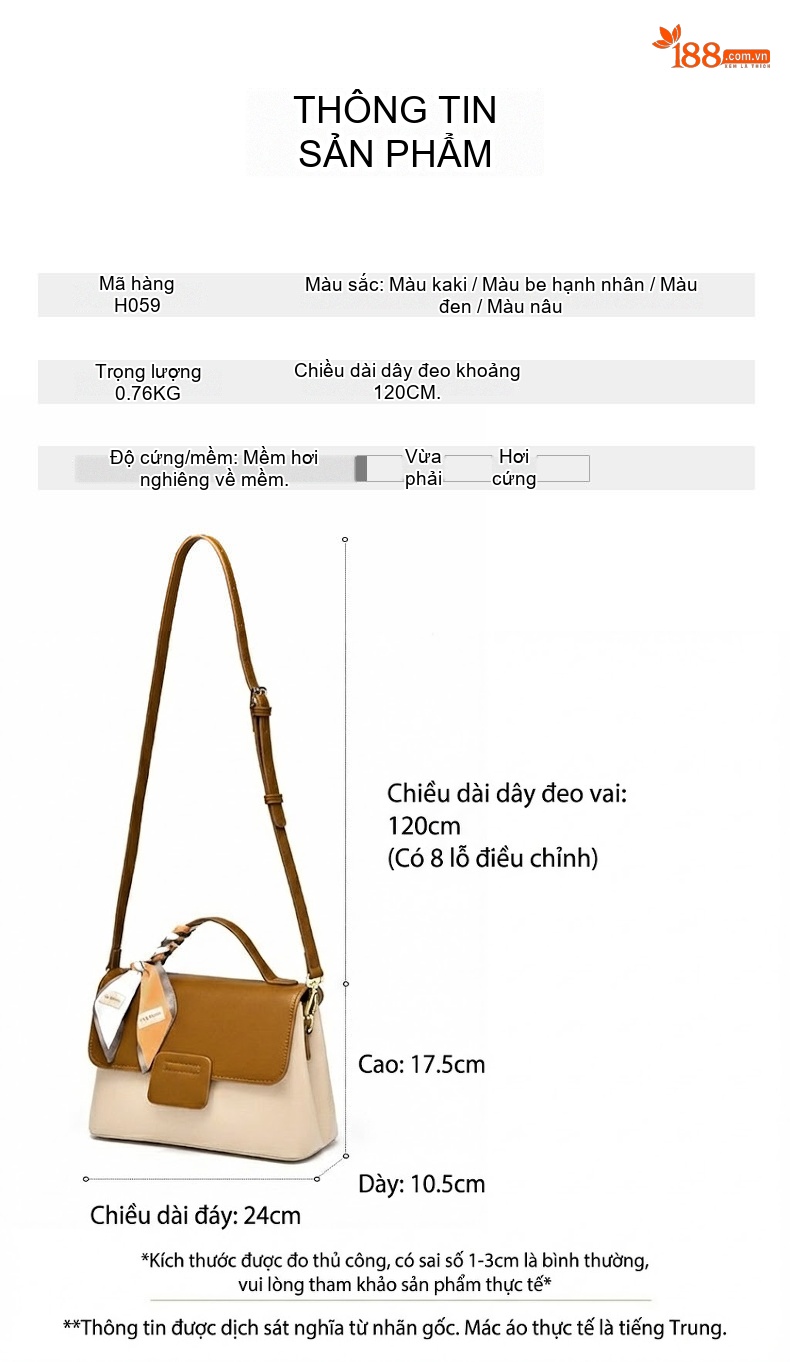 Túi Đeo Chéo Nữ Da Bóng Phối Màu chi tiết 2