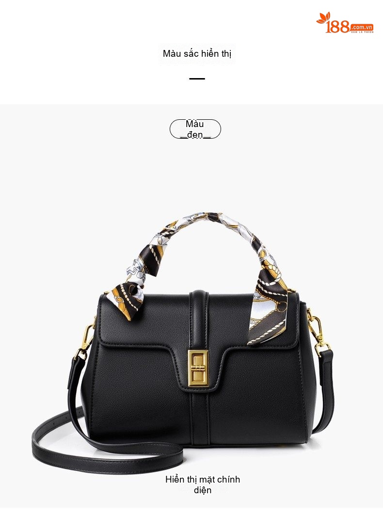 Túi Đeo Chéo Nữ Da Bóng Phom Vuông Thời Trang Công Sở Màu Be, Đen, Nâu chi tiết 14