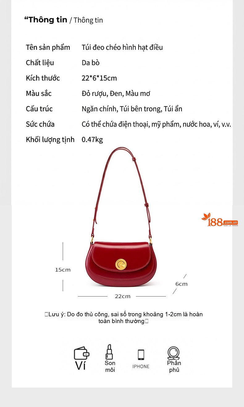 Túi Đeo Chéo Nữ Da Bóng Quai Đeo Vai Phong Cách Vintage Dự Tiệc Cưới Màu Đen chi tiết 5