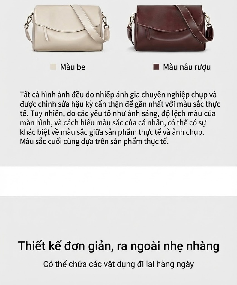 Túi Đeo Chéo Nữ Da Bóng Sức Chứa Lớn Kiểu Dáng Pillow Bag Màu Kem chi tiết 9