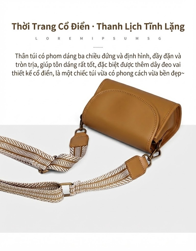 Túi Đeo Chéo Nữ Da Bóng Thiết Kế Nhỏ Gọn Phong Cách Sang Trọng Màu Nâu chi tiết 6