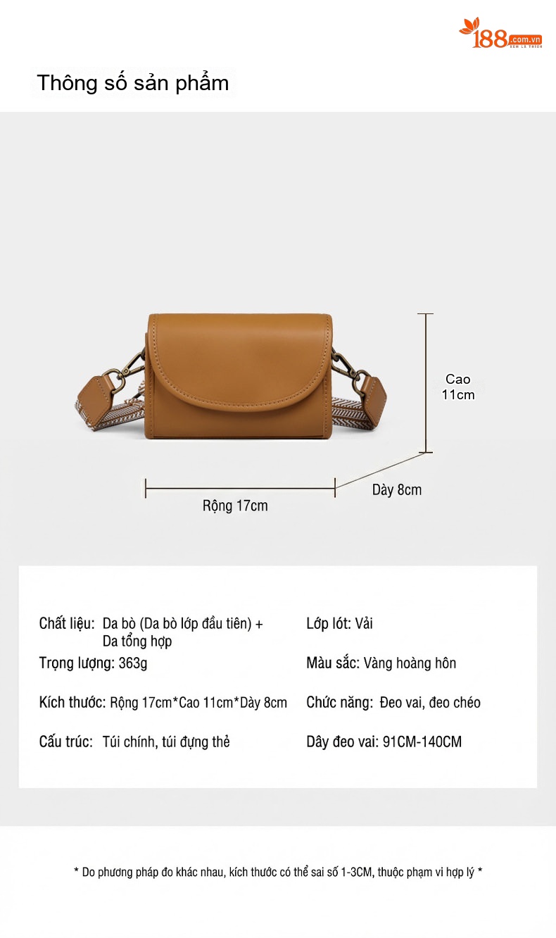 Túi Đeo Chéo Nữ Da Bóng Thiết Kế Nhỏ Gọn Phong Cách Sang Trọng Màu Nâu chi tiết 12
