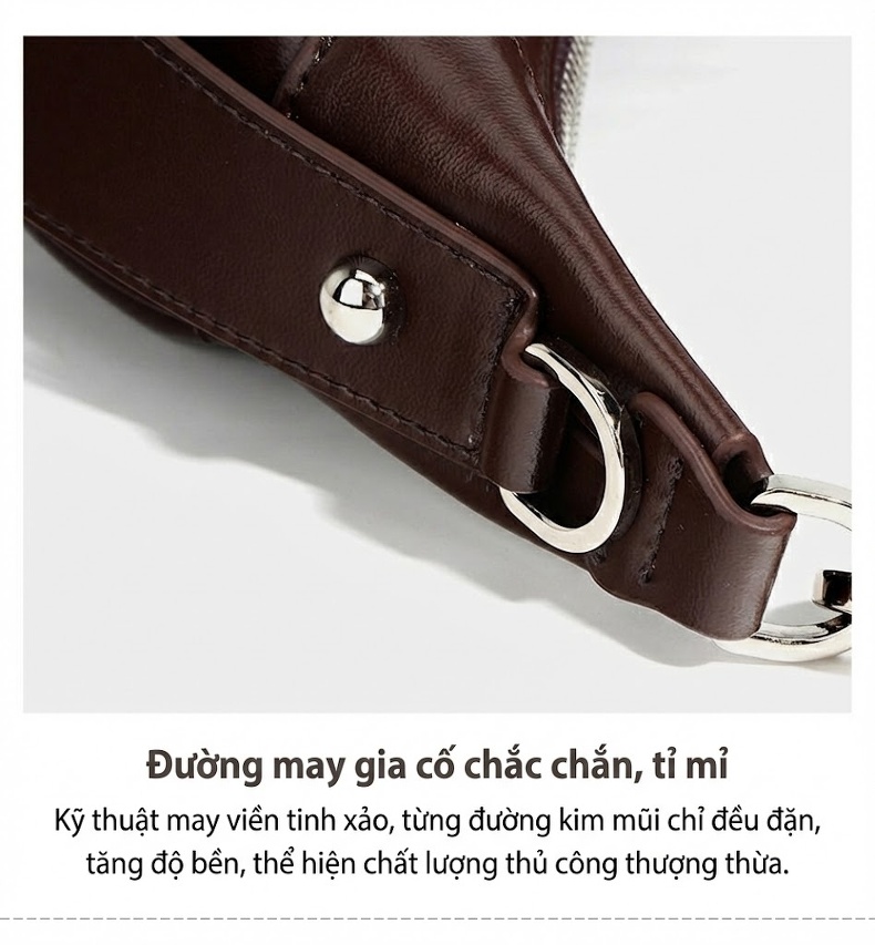 Túi Đeo Chéo Nữ Da Bóng Thiết Kế Tối Giản Màu Nâu chi tiết 10