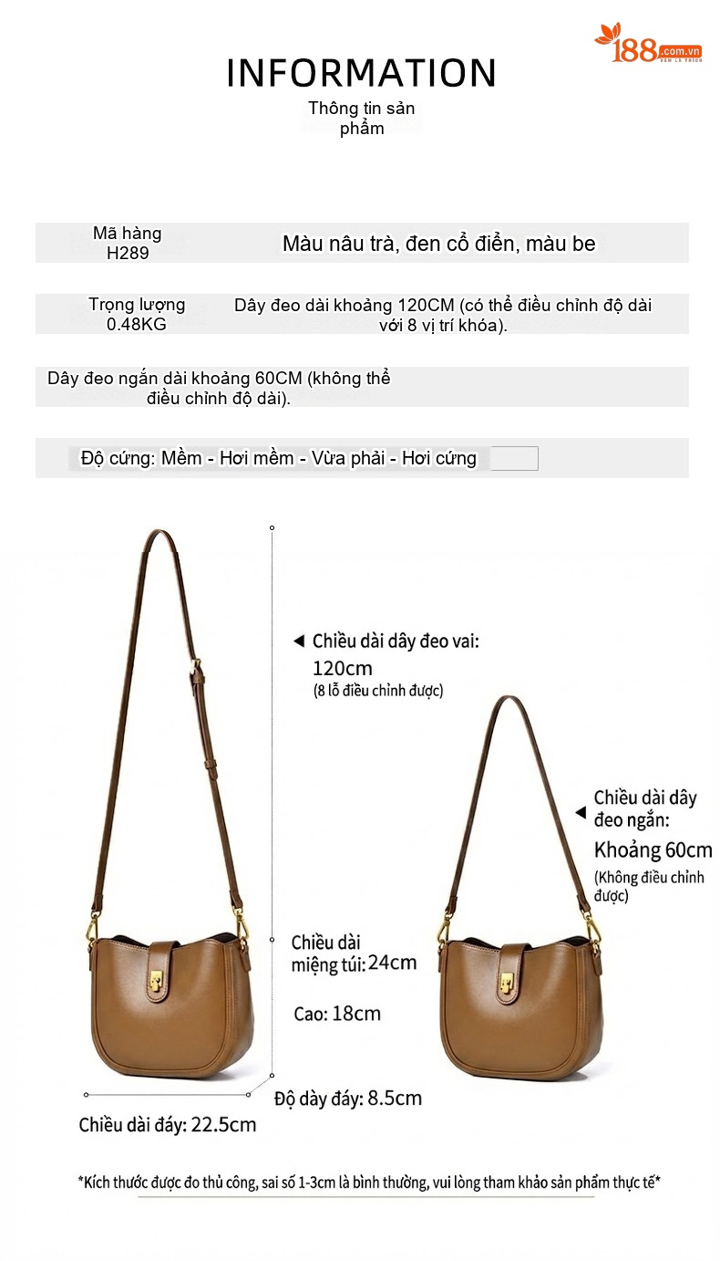 Túi Đeo Chéo Nữ Da Bóng Túi Kẹp Nách Nữ Đeo Vai Đi Làm Màu Nâu chi tiết 2