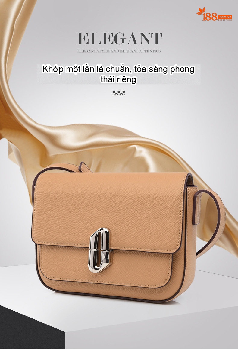 Túi Đeo Chéo Nữ Da Mờ Form Vuông Nhỏ Gọn Phong Cách Thời Trang Màu Đen, Trắng, Nâu chi tiết 3