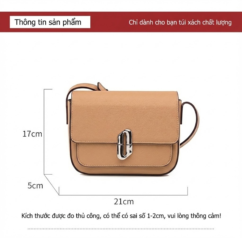 Túi Đeo Chéo Nữ Da Mờ Form Vuông Nhỏ Gọn Phong Cách Thời Trang Màu Đen, Trắng, Nâu chi tiết 5