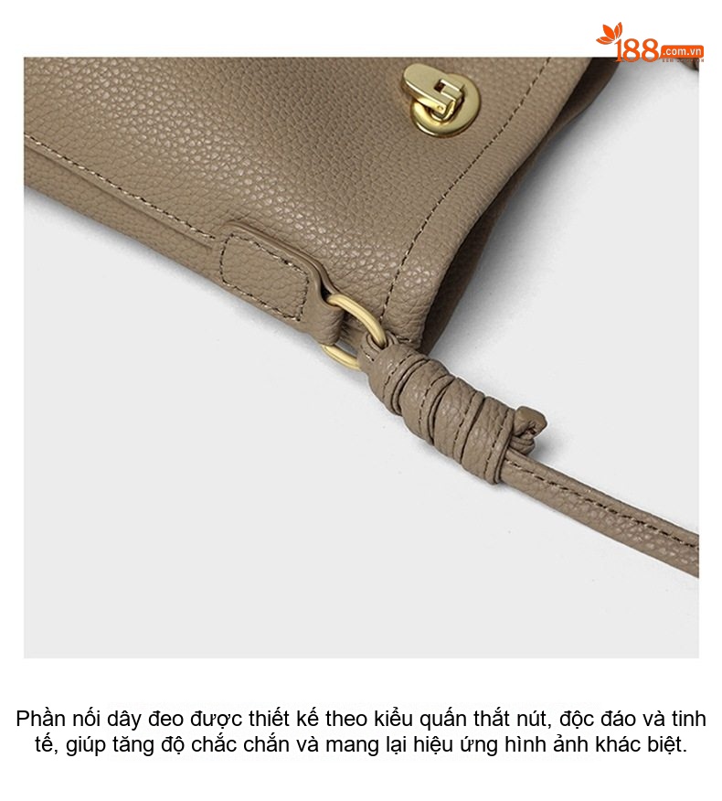 Túi Đeo Chéo Nữ Da Mờ Mini Nhỏ Gọn Tiện Lợi Màu Be chi tiết 15