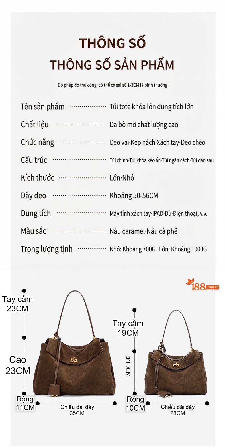 Túi Đeo Chéo Nữ Da Mờ Sức Chứa Lớn Phong Cách Thu Đông Màu Nâu chi tiết 29