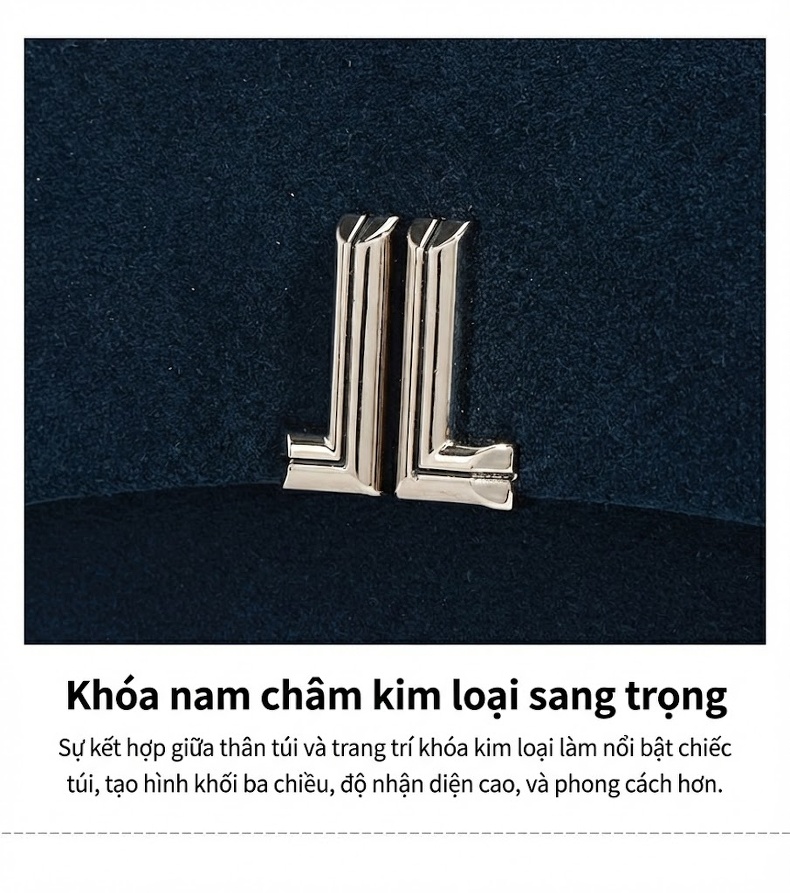 Túi Đeo Chéo Nữ Da Mờ Thiết Kế Độc Đáo Phong Cách Công Sở Màu Nâu, Xanh Navy, Tím chi tiết 14