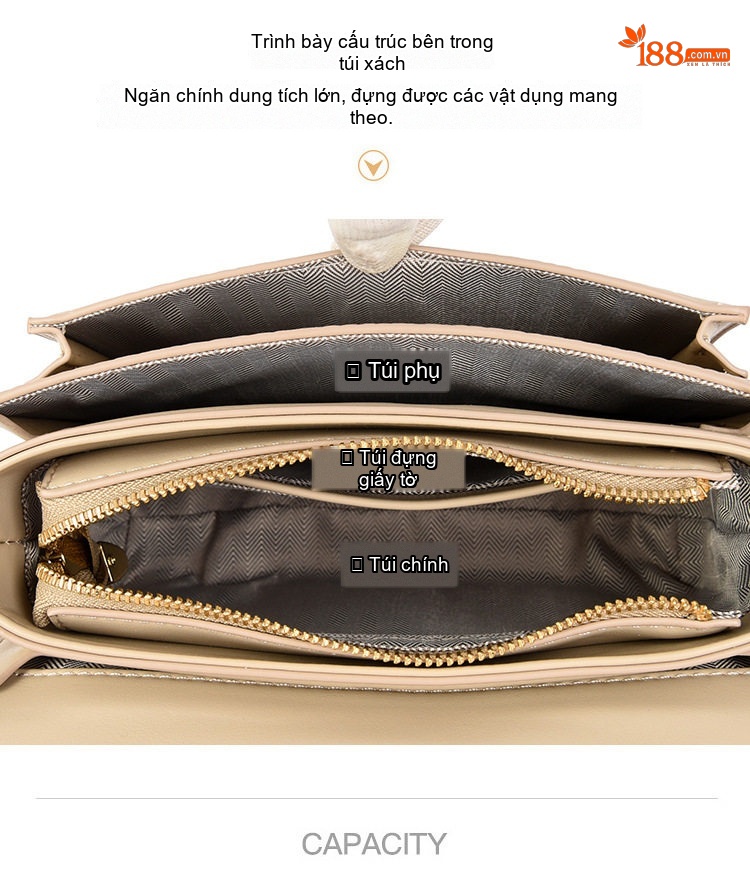 Túi Đeo Chéo Nữ Da Mờ Xách Tay Mini Cao Cấp Màu Kem, Nâu, Đen chi tiết 11