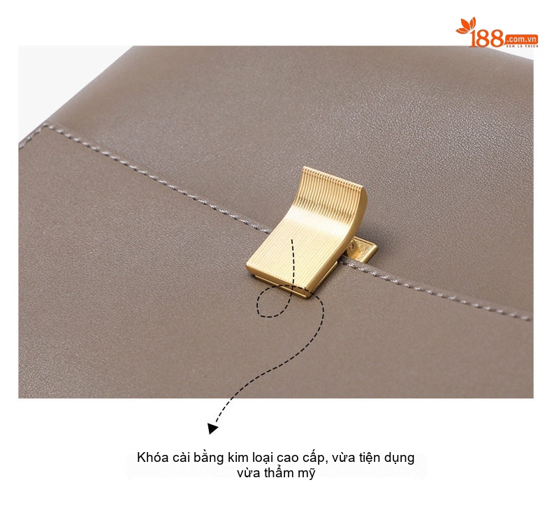 Túi Đeo Chéo Nữ Da Thật Cao Cấp, Túi Đeo Vai Phong Cách Hàn Quốc Màu Xám chi tiết 5