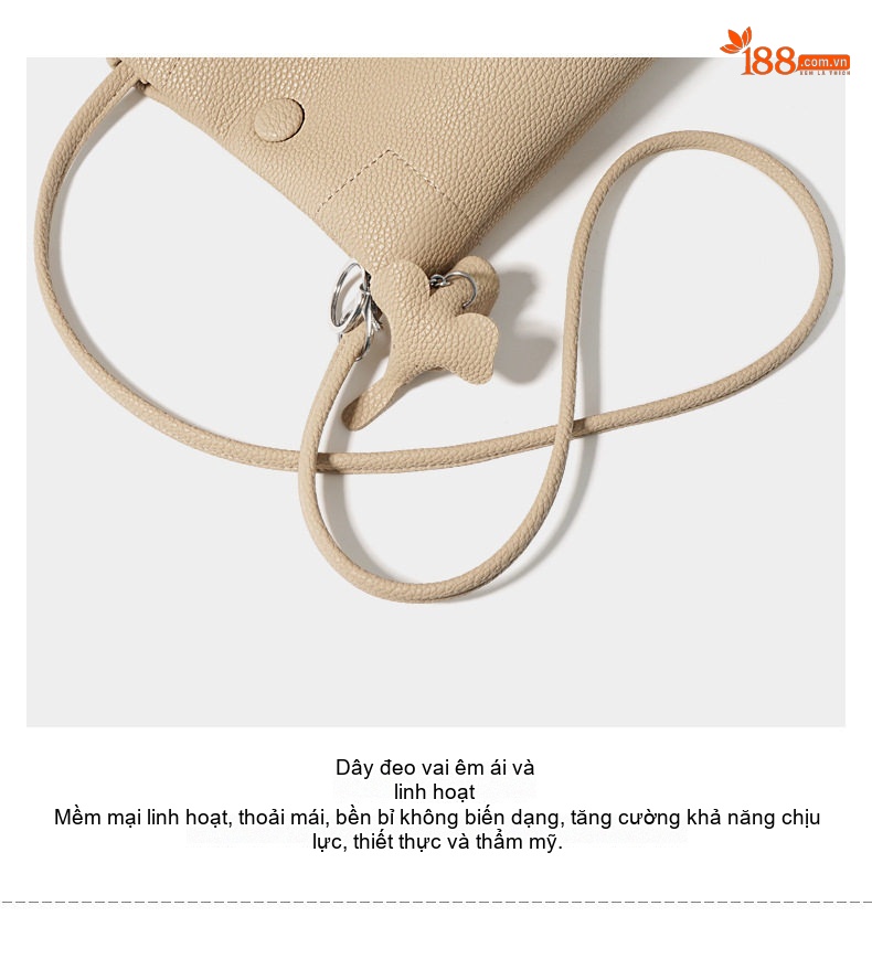 Túi Đeo Chéo Nữ Da Thật Dáng Bucket Mini Đeo Vai Phong Cách Casual Màu Nâu chi tiết 6