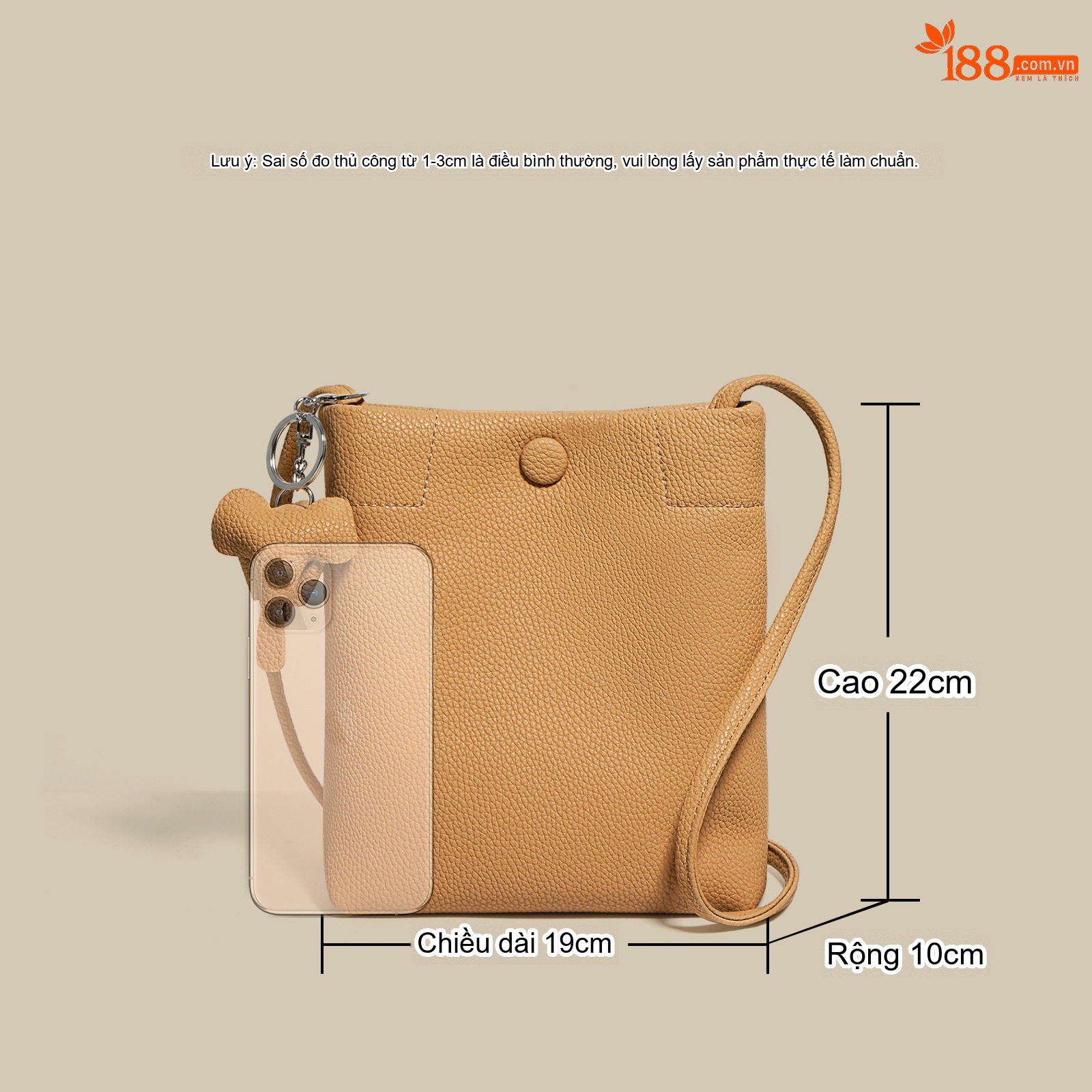 Túi Đeo Chéo Nữ Da Thật Dáng Bucket Mini Đeo Vai Phong Cách Casual Màu Nâu