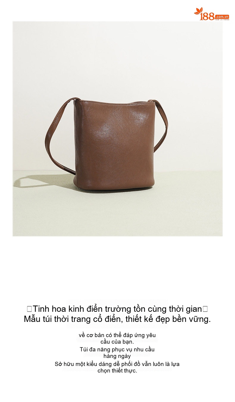Túi Đeo Chéo Nữ Da Thật Dáng Bucket Nhỏ Gọn Màu Đỏ, Đen chi tiết 12