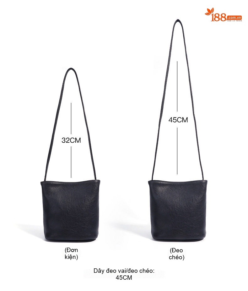Túi Đeo Chéo Nữ Da Thật Dáng Bucket Nhỏ Gọn Màu Đỏ, Đen chi tiết 14