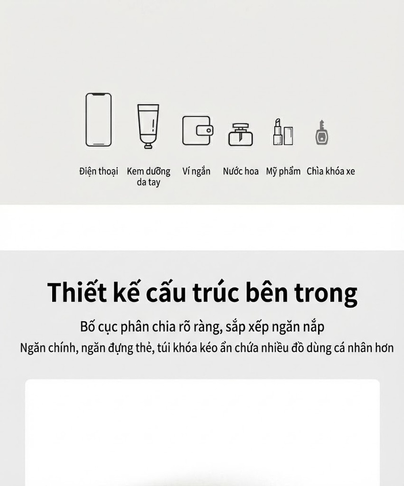 Túi Đeo Chéo Nữ Da Thật Dáng Bucket, Trám, Quai Xích Màu Đen chi tiết 7