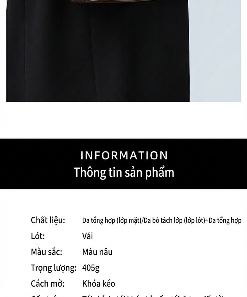 Túi Đeo Chéo Nữ Da Thật Dáng Gối Cao Cấp Túi Đeo Vai Công Sở Màu Nâu chi tiết 6