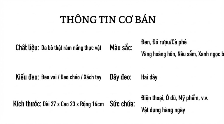 Túi Đeo Chéo Nữ Da Thật Dáng Gối Ô, Túi Đeo Vai Nữ Da Thật Sức Chứa Lớn Phong Cách Cổ Điển Màu Nâu, Đen, Vàng, Xanh... chi tiết 2