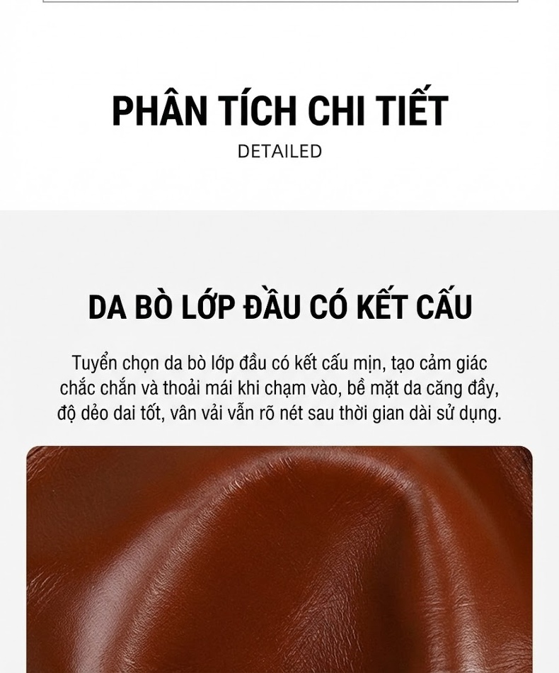 Túi Đeo Chéo Nữ Da Thật Dáng Gối Ôm Dung Tích Lớn Phong Cách Hè Màu Nâu chi tiết 7