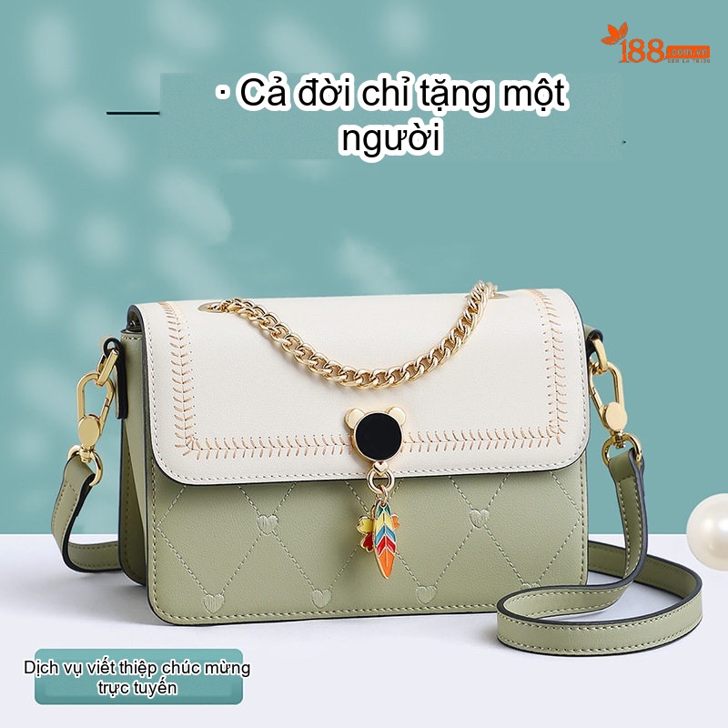 Túi Đeo Chéo Nữ Da Thật Dáng Hộp Nhỏ Nhẹ Nhàng Cao Cấp Màu Trắng, Xanh