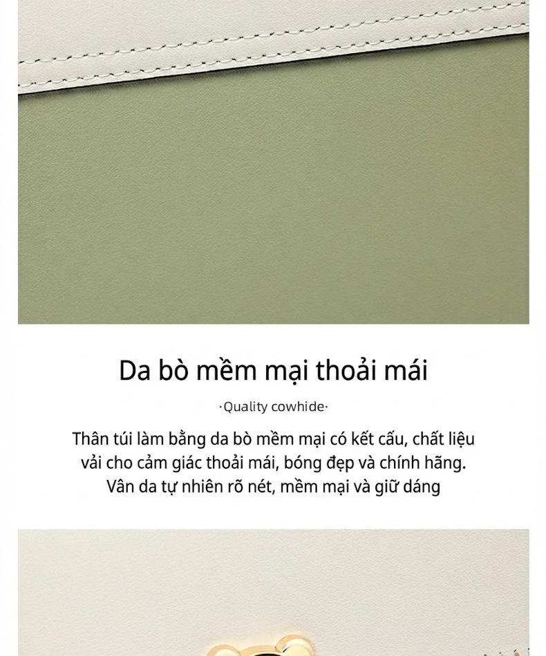 Túi Đeo Chéo Nữ Da Thật Dáng Hộp Nhỏ Nhẹ Nhàng Cao Cấp Màu Trắng, Xanh chi tiết 10