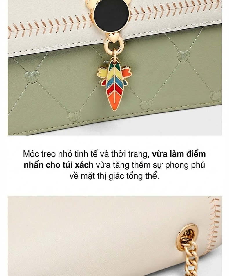 Túi Đeo Chéo Nữ Da Thật Dáng Hộp Nhỏ Nhẹ Nhàng Cao Cấp Màu Trắng, Xanh chi tiết 11