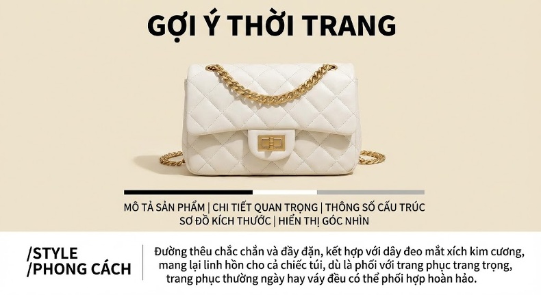 Túi Đeo Chéo Nữ Da Thật Dáng Nhỏ Quai Xích Phong Cách Thời Trang Màu Trắng, Đen chi tiết 1