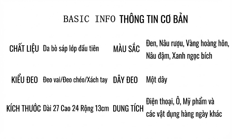 Túi Đeo Chéo Nữ Da Thật Dáng Tote Công Sở Dung Tích Lớn Màu Nâu, Đen, Xanh Lá chi tiết 2